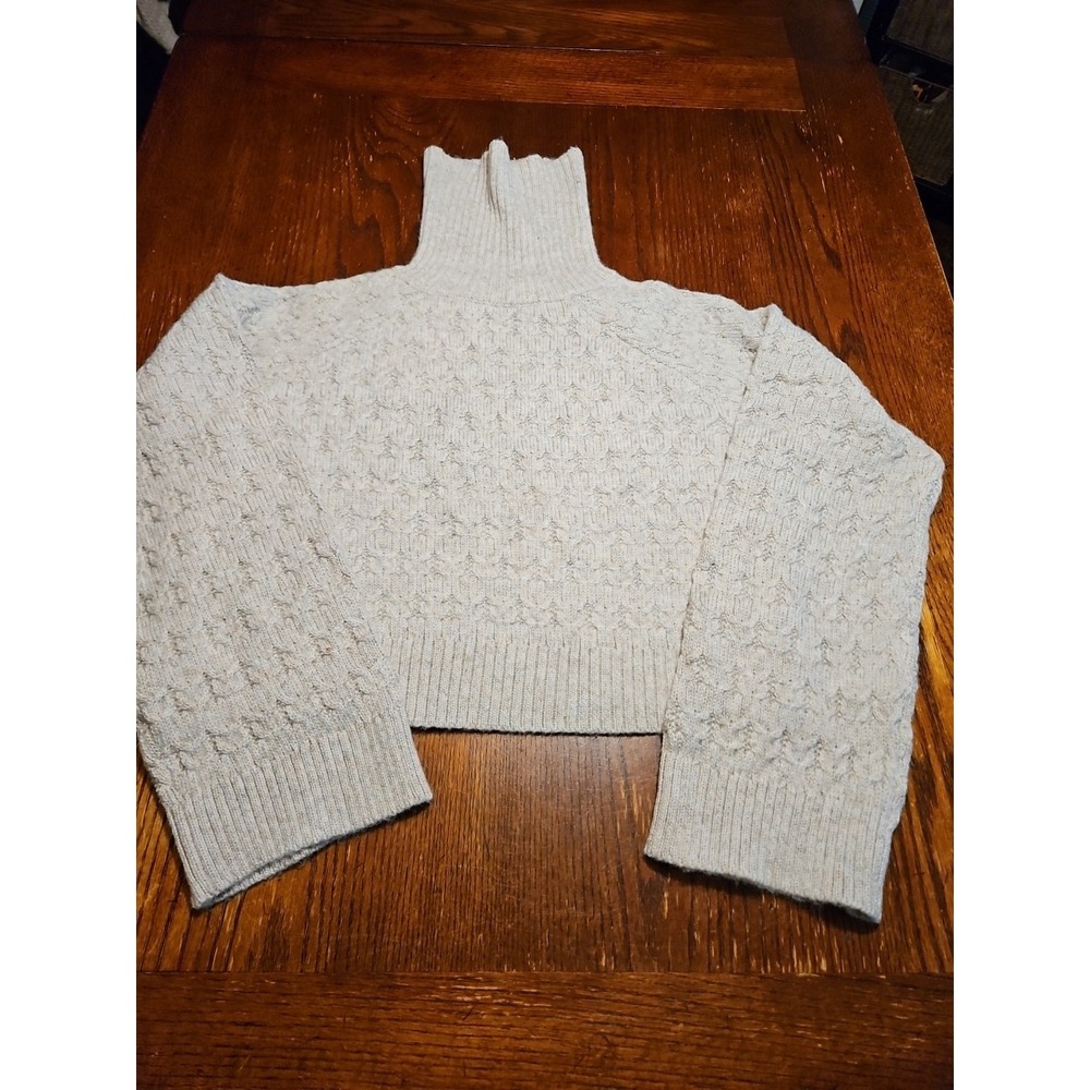 Divided H&M Sweater Womens Cropped Long Sleeve Soft Knit Small Beige (A777)